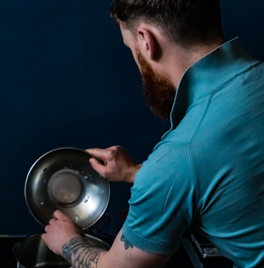 man with beard making organic